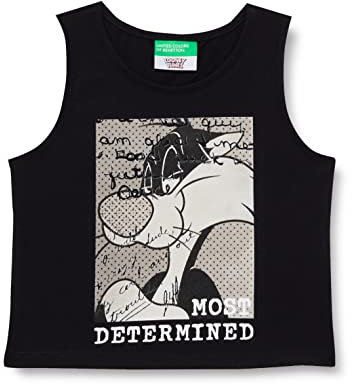 United Colors of Benetton Mädchen Tanktop 3u29ch00j Unterhemd, Schwarz 100, 130 cm