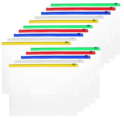15Pcs A5 Zip Wallet A5 Transparent Zip Bag Clear Plastic File Bags File Folders Zip Bags(Clear-A5 15Pcs)