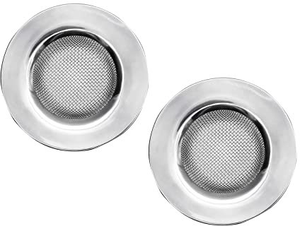2pcs Stainless Steel Kitchen Sink Strainer Plug,Sink Strainer for Shower,Bathroom Hair Filter Catcher Drain Cover Kitchen Sink Plug Strainer Hole Cover for Bathroom,Kitchen(External Diameter 77mm)