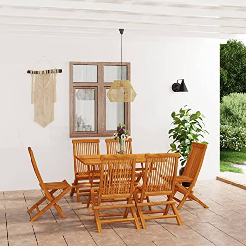 Yolola Sitzgruppe Garten Holz Essgruppe 6 Personen Gartenmöbel Set mit 6 Gartenstuhl Klappbar Gartenmöbel Essgruppe Gartengarnitur Holz Sitzgarnitur Balkonmöbel Set Balkongarnitur