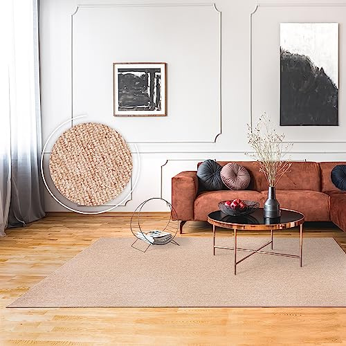 Paco Home Teppich Wohnzimmer Schlafzimmer Kurzflor Waschbar Bis 30 Grad Einfarbiges Design Meliertes Muster Weich Moderne Deko, Grösse:160x220 cm, Farbe:Beige