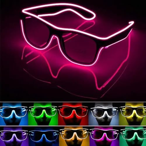 Shop-UP! Bunte LED Brille für Party Festival Konzerte mit Fernbedienung Farbwahl (Klassisch, Rot)