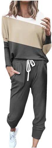 NUSGEAR Chandal Mujer Completo otoño invierno 2pc Patchwork Deportivo Tracksuit Sudaderas Jersey manga larga y pantalones Cremallera Conjunto Traje Moda Casual Jogging talla grande 2024