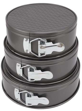 Set di teglie per dolci, 3 pezzi teglie a cerniera rotonde teglie antiaderenti per cheesecake teglie per dolci con fondo rimovibile per la cottura (20/22/24)