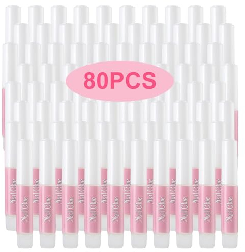 MUSILAN Nail Glue,Super Strong & Long-Lasting Nail Glue for Broken Acrylic Nails Press on Nails,Professional Ultra Quick Adhesive for Nail Art Supplies,0.07OZ/PCS(80PCS)