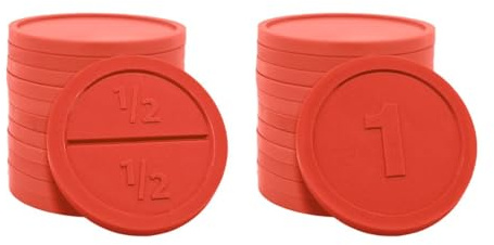 CombiCraft Jetons avec Plaque en Plastique avec 1000 jetons séparables en Rouge à casser en 2 Demi-pièces, diamètre de 29 mm, méthode de paiement pour Festivals et événements