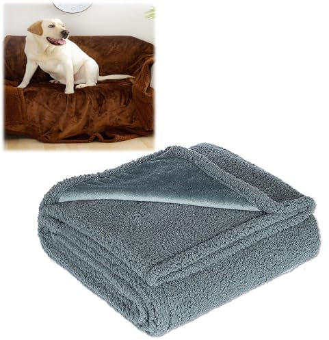EHOTER Liebesdecke Wasserdicht Haustierdecke Groß Hundedecke Katzendecke Sofaschutz aus Sherpa Fleece Weich Waschbar Kuscheldecke Warm Sofaliebesdecke Outdoor Hundedecke Gwschenk (XL,Grau)