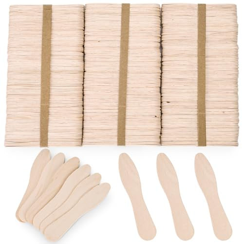 HANSGO 300 Stück Holz-Eislöffel, Mini-Probierlöffel, kleine Dessertlöffel, Probenlöffel für Handwerk, Probierproben