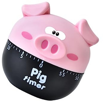 ABOOFAN Kitchen Mechanical Countdown Timer Pink Pig Cartoon Design Household Cooking Reminder Small Size Suitable for Baking and Kitchen Use