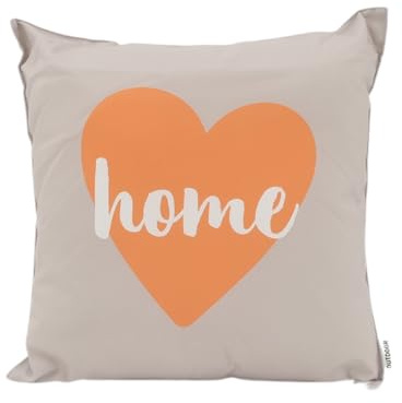 CB Home & Style Outdoor Garten Kissen Wasserabweisend 45x45cm mit Füllung (Beige Home Herz)