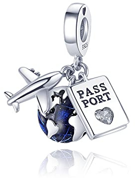 LIGHTDOG Femme Bracelets en Argent 925 Charms Travel Earth Charms,Compatible avec le Bracelet Européen Hop Pandora Bracelets