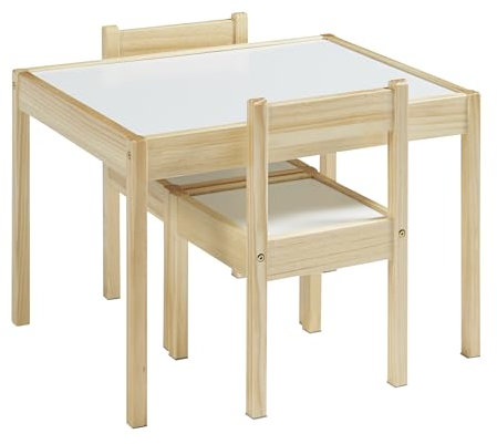 Panana Ensemble de table et chaises pour le dîner et l'apprentissage des enfants, ensemble de table et 2 chaises en bois pour enfants d'âge préscolaire, garçons et filles, pour l'activité de