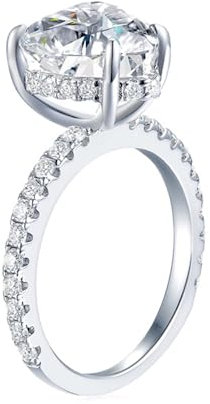 Wycian Damenring Herz, Damen Ring Diamant Silber 925 Größe 54 (17.2) 3.5 Moissanit 3.5Ct Weiß Personalisiert Für Jahrestag