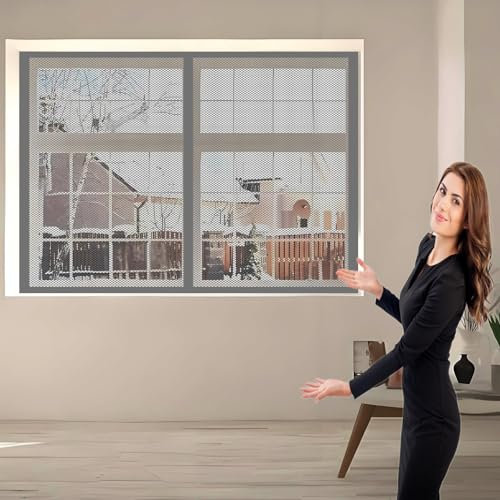 Fliegengitter für Dachfenster 80 x 135 cm Insektenschutz Fenster Ohne Bohren Automatisches Schließen Fenster-Fliegengitter für Alle Fenster Bis, Grau