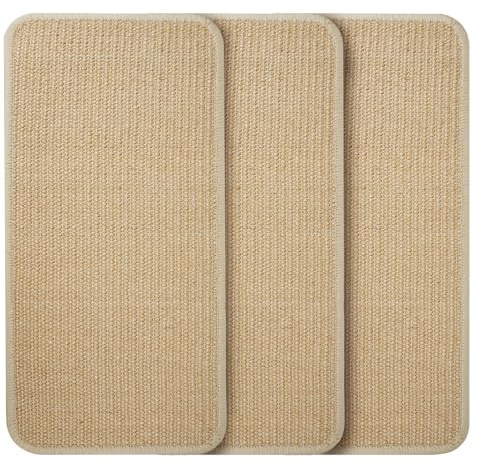 Kratzmatte Katze, 3er Pack 50x25CM Kratzbretter Katze. Sisal Teppich Katzen, verschleißfest und langlebig. Katzen Kratzbrett(Originalfarbe) kann Sofas, Türen und Möbel effektiv schützen