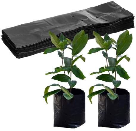 M METERXITY 50-Pack Sacchetti Per Vivaio, 20cm x 40cm Spessi In Plastica Per Vivaio, Per Piante Da Giardino Per Patate/Fiori/Pomodori/Piantine/Forniture [Nero]