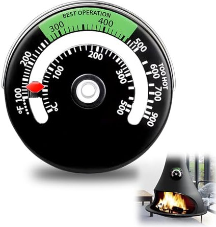 SIGANDG Thermomètre pour Cheminée et Poêle, Jauge de Thermomètre Magnétique pour Tuyau de Cheminée en Bois Rond Four