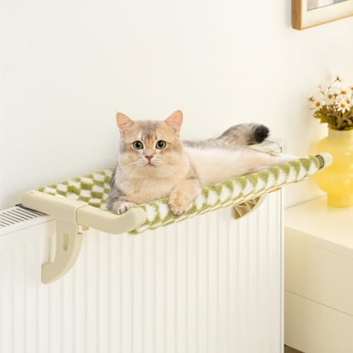 MEWOOFUN Amaca per gatti e davanzale – Letto per gatti con morbido letto, ventosa rimovibile, può contenere 18 kg (Gree L) – 50 x 36 cm