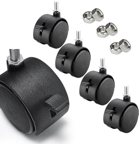 YQOLG87 Schwenkrollen Nylon-Rollen mit Schrauben,360°Drehbare Universalrollen mit Bremssperre,Werkbank Ersatz-Rad-Rollen,für Möbel,Stuhl,Schrank,Trolley,M6