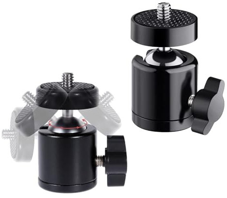 Tripod Mini Ball Head Mount with Removable 1/4 Hot Shoe Adapter 360°Swivel Camera Brackets BallHead Stand Support
