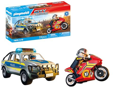 PLAYMOBIL | Action Heroes | Verfolgungsjagd mit Polizei Pick-Up | Polizei-Spielzeug mit Licht- & Soundeffekten | Actionreiches Abenteuer-Spielzeug | Für Kinder ab 4 Jahren | 71875