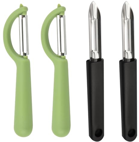 4 PCS Sparschäler Edelstahl Gemüseschäler Gurkenschäler für Kartoffeln Karotten Gurken Birnen Kürbis Obst und Gemüse Kartoffelschäler, Multifunktionsschäler aus Edelstahl