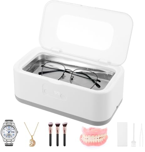 ACOHSY Ultraschallreinigungsgerät 800ML,49KHZ mit 5 Modi & LCD-Timer-,4Brillenreinigungsgerät für Schmuck/Zahnspangen/Münzen-Ultraschallreiniger mit Countdown,Ultraschallgerät, for Glasses, Rings