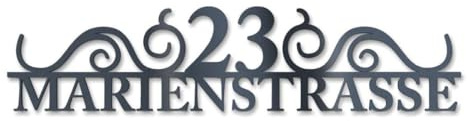 Metzler Hausnummer Anthrazitgrau, individueller Schriftzug Edelstahl, Hausnummernschild, Wunschstraßenname und Hausnummer, 3D-Effekt & Wetterfest, Made in Germany, Länge: 380 mm