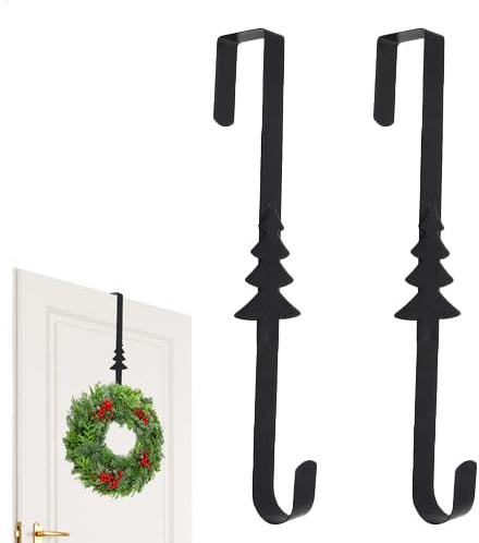 Generisch 2 Stück Türkranzhalter Für Haustür Außen, 38cm Türkranz Halterung Haustür, Türkranz Aufhänger Haken Metall, Wreath Hanger For Front Door, Halloween Weihnachten Türdeko Befestigung