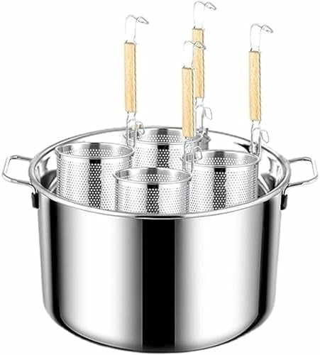 Juego de olla de pasta de acero inoxidable con 5 agujeros, olla antiadherente para espaguetis y fideos, incluye cesta coladora para una fácil limpieza y eficiencia de cocción