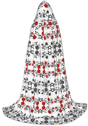 FHIZOAL Cape à capuche florale rose lierre avec feuilles pour adolescents, sorcière, vampires, faucheuse costumée, fêtes à thème, Comic Con