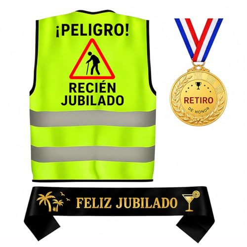Regalos Jubilacion para Hombree, Regalo Jubilacion Hombre Regalos Originales para Hombree, Regalo Hombre con Chaleco Divertido, Banda Feliz Jubilacion y Medalla para Fiesta de Jubilacion Hhombre