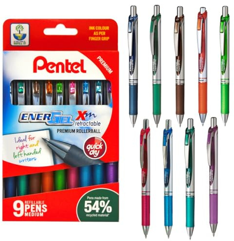 Pentel BL77 Energel Tintenroller mit Flüssigtinte, 0,7 mm, 9 Stück