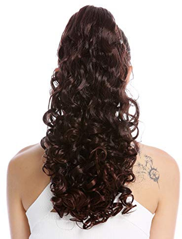 WIG ME UP - 19AXL-V-2T33 Postiche couette queue de cheval longue volumineuse très bouclée mélange brun acajou 50 cm