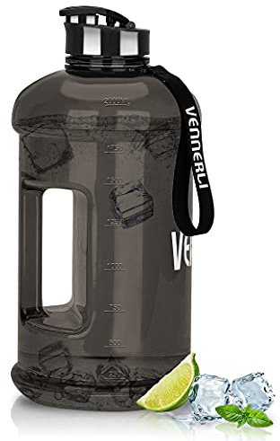VENNERLI 2,2L Vattenflaska flaskor med handtag Flip Cap 100% läckagesäker BPA-fri Återanvändbar Slitstark stor gymkanna för camping Sportpass Vandring utomhus