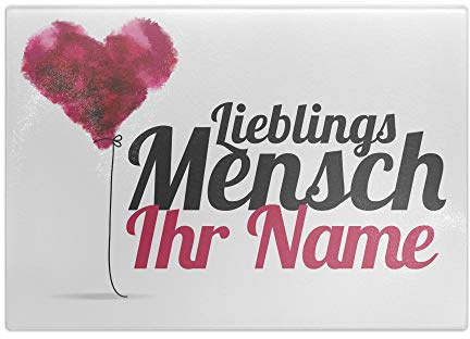 printplanet - Glas-Schneidbrett mit Namen oder Text selbst gestalten - Frühstücksbrettchen Personalisieren und Bedrucken – Motiv: Lieblingsmensch