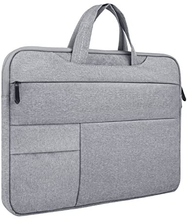 RAINYEAR Housse 14 Pouces Ordinateur Portable Sacoche Antichoc étanche Pochette de Protection Laptop Computer avec Poignée et Poches, Compatible avec Chromebook Notebook Ultrabook MacBook 14, Gris