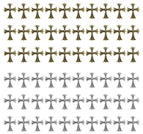 EMSea 60pcs Croix Nail Art Charms en Métal 3D Punk Ornements d'ongles pour Manucure Nail Art Artisanat DIY Accessoires Décoration Fournitures