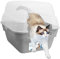 Petfamily 3in1 Katzenklo mit Deckel, Groß, Grau, XL (55cm L x 45cm W x 44cm H), Modern, für Katzen, Katzchen, Kaninchen, Hasen, Nagetiere, Unisex, Tierbedarf