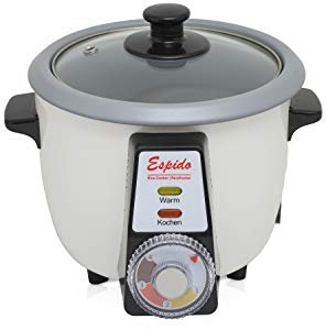 Persischer Reiskocher mit Tahdig Reiskuchen Tadig Reiskruste (6-10 Personen - 2,2 L - 900 Watt - RCG50T), Außen: Weiß/Topf: Grau
