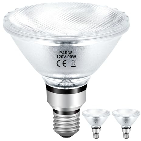 Jaenmsa PAR38 Halogen Flood Light Bulbs 90W 120V, 2Pcs PAR38 Halogen Light Bulbs with E26 Base, 2800K Warm White, 4050 Lumens for Indoor and Outdoor