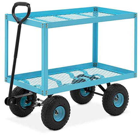 hillvert HT-TWIN-150 Gartenwagen 150 kg abnehmbare Seitengitter Transportwagen Handwagen Ziehwagen Gitterwagen