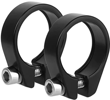 LEEQ Sattelklemme Fahrrad - 2 Stücke Aluminiumlegierung Fahrradsattelstützenklemme für Faltrad Mountainbike Rennrad in Schwarz (31,8 mm)