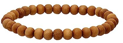 Vives DE LA CORTADA - Pulsera Madera de Sándalo 6mm - Pulseras de Piedras Minerales Originales - Origen: India - Pulsera Elástica - Piedras Energeticas - Para Mujer y Hombre