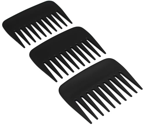 Professional Streaker Combs, Anti Static Wide Tooth Hair Styling Detangling Comb Compact Palm-Sized No Handle Afro Comb for Men Women Curly Wavy Wig Salon Barber Home Office Travel Purse (3)