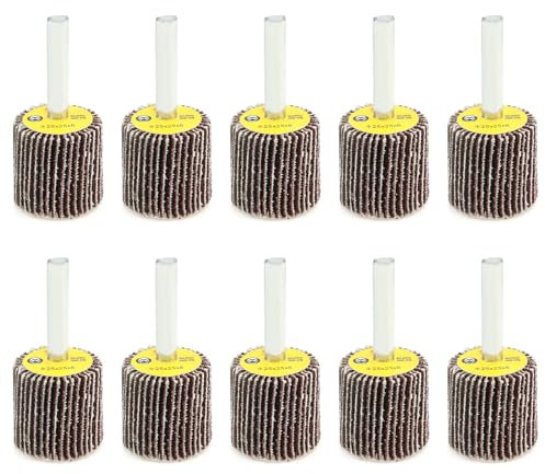 ChgImposs Set di 10 ruote lamellari a lamella, grana 80, per rimuovere ruggine, sbavare, levigare e lucidare, 25 mm