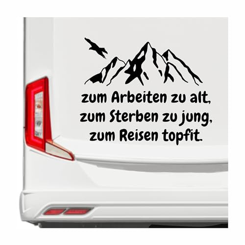 KLEBEKÖNIG Wohnmobil Wohnwagen Aufkleber - Zum Arbeiten zu alt - Camping Autoaufkleber Reisen Van Bus Dekor Caravan Wohnanhänger Camper