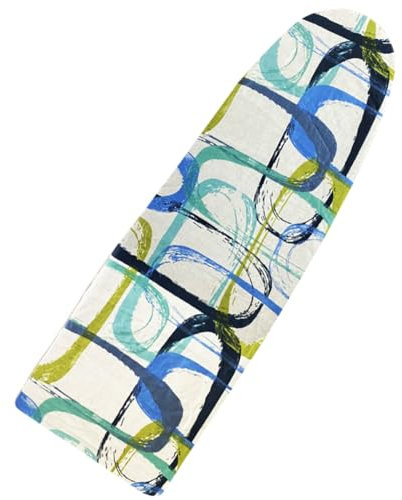 VIRSUS Copriasse da Stiro Universale 723, Misura 140x60 cm, Telo 100% Cotone con Elastico per aderenza Perfetta all'Asse, Resistente Fino a 200°, Made in Italy (Fantasia Blu e Verde)