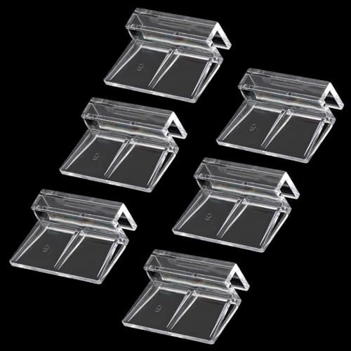 6 Stück Aquarium Abdeckung Halter, Transparent Aquarium Deckel Halter PVC Glasabdeckungs Deckel Clips Universale Halterungen für 6mm Dickes Randlose Aquarien