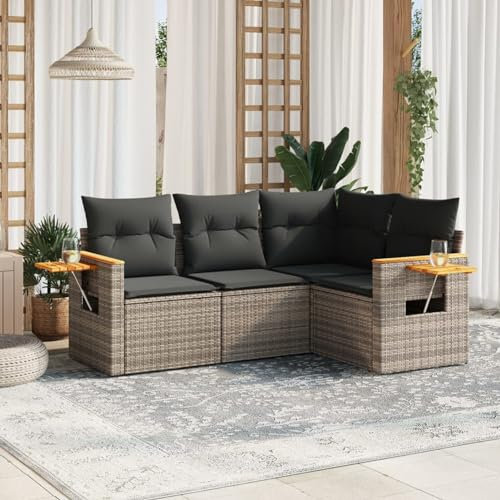 Festnight Balkon Lounge Rattan Mit Stauraum - Gartenlounge Klein Sofa Ecklounge Rattansofa Sitzecke - Gartensofa Ecksofa Garten Lounge Sofa Outdoor Balkonmöbel Couch Gartenmöbel